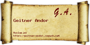 Geitner Andor névjegykártya